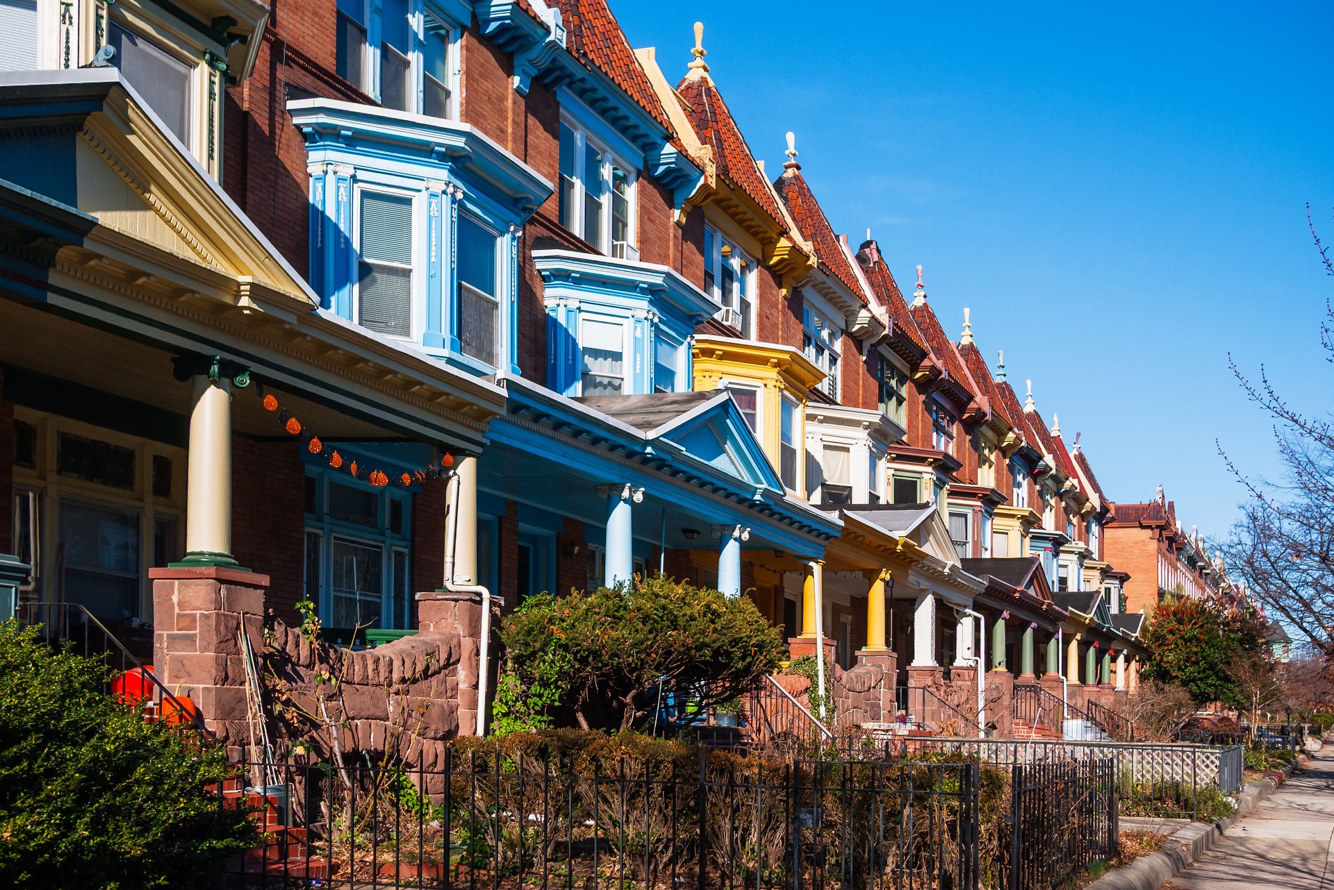 Colourful row houses - Charles Village, Baltimore